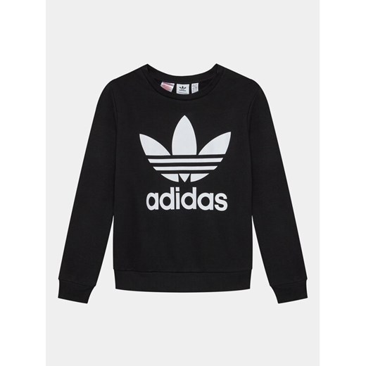 adidas Bluza Trefoil ED7797 Czarny Regular Fit ze sklepu MODIVO w kategorii Bluzy chłopięce - zdjęcie 182619045