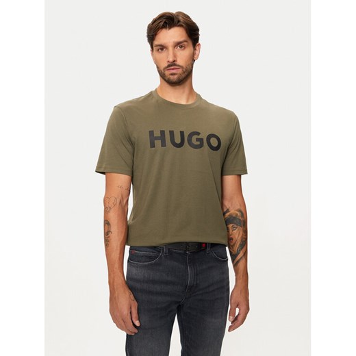 Hugo T-Shirt Dulivio 50467556 Khaki Regular Fit ze sklepu MODIVO w kategorii T-shirty męskie - zdjęcie 182619107