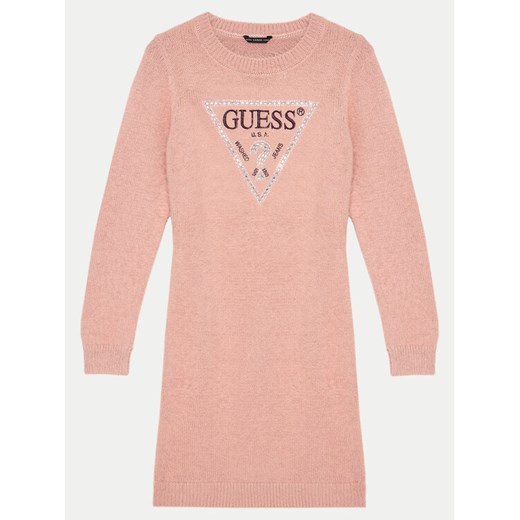 Guess Sukienka dzianinowa J4BK11 Z3K20 Różowy Regular Fit ze sklepu MODIVO w kategorii Sukienki dziewczęce - zdjęcie 182619139
