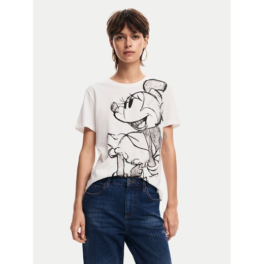 Desigual T-Shirt Mickey Drawing 24WWTKA1 Écru Regular Fit ze sklepu MODIVO w kategorii Bluzki damskie - zdjęcie 182619255