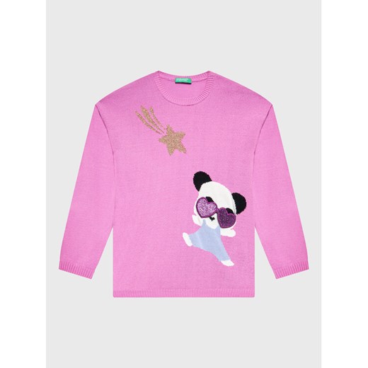 United Colors Of Benetton Sweter 1170H100G Różowy Regular Fit ze sklepu MODIVO w kategorii Swetry dziewczęce - zdjęcie 182619277