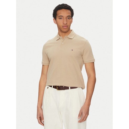 Tommy Hilfiger Polo Vertical MW0MW38951 Beżowy Regular Fit ze sklepu MODIVO w kategorii T-shirty męskie - zdjęcie 182619305