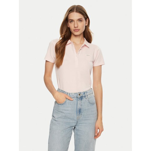 Guess Jeans Polo W5RP47 KARS2 Beżowy Regular Fit ze sklepu MODIVO w kategorii Bluzki damskie - zdjęcie 182619335