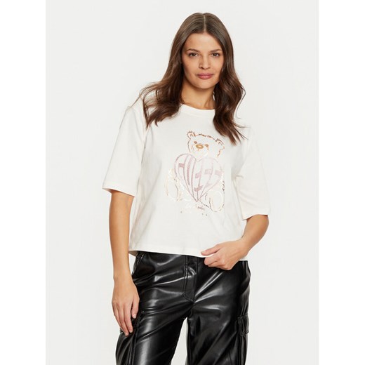 Guess T-Shirt V5RI09 I3Z14 Beżowy Regular Fit ze sklepu MODIVO w kategorii Bluzki damskie - zdjęcie 182619499