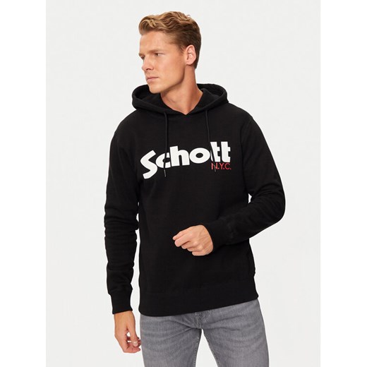 SCHOTT N.Y.C. Bluza SWHOOD Czarny Regular Fit ze sklepu MODIVO w kategorii Bluzy męskie - zdjęcie 182619697