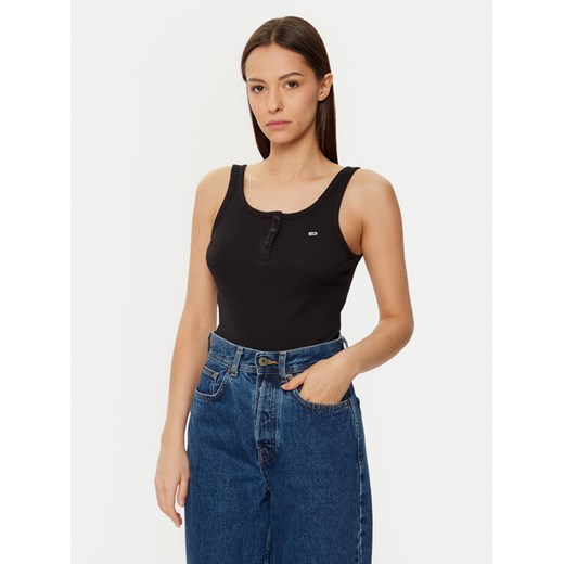 Tommy Jeans Top DW0DW19492 Czarny Slim Fit ze sklepu MODIVO w kategorii Bluzki damskie - zdjęcie 182619847
