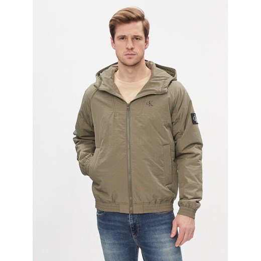 Calvin Klein Jeans Kurtka przejściowa Hooded Padded Harrington J30J324698 Zielony Regular Fit ze sklepu MODIVO w kategorii Kurtki męskie - zdjęcie 182619859