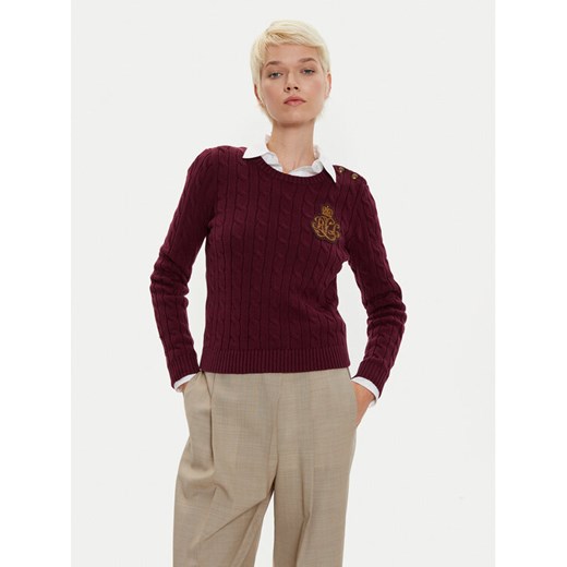 LAUREN RALPH LAUREN Sweter 200962263002 Bordowy Slim Fit ze sklepu MODIVO w kategorii Swetry damskie - zdjęcie 182619975