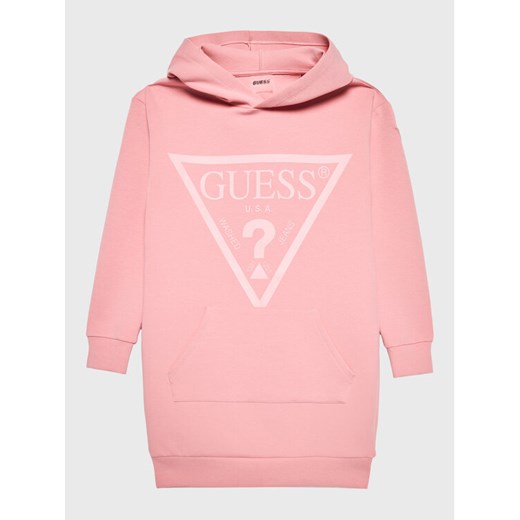 Guess Sukienka dzianinowa J2BK35 FL03S Różowy Regular Fit ze sklepu MODIVO w kategorii Sukienki dziewczęce - zdjęcie 182620005