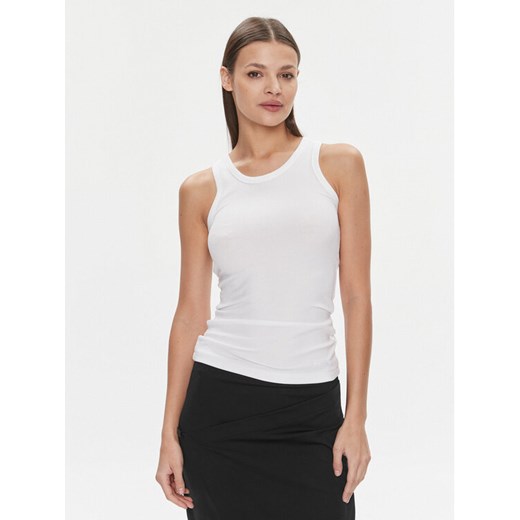 Calvin Klein Top Modal Rib Tank Top K20K206406 Biały Slim Fit ze sklepu MODIVO w kategorii Bluzki damskie - zdjęcie 182620076