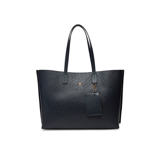 Tommy Hilfiger Torebka Th Distinct Tote Mono AW0AW17195 Granatowy ze sklepu MODIVO w kategorii Torby Shopper bag - zdjęcie 182620165