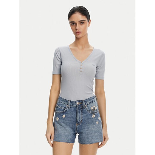 Lee T-Shirt Henley 112363830 Błękitny Slim Fit ze sklepu MODIVO w kategorii Bluzki damskie - zdjęcie 182620229