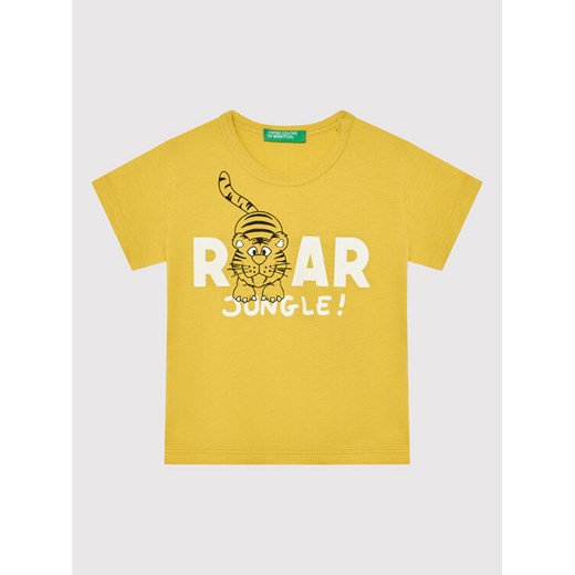 United Colors Of Benetton T-Shirt 3I1XG102Z Żółty Regular Fit ze sklepu MODIVO w kategorii Koszulki niemowlęce - zdjęcie 182620287
