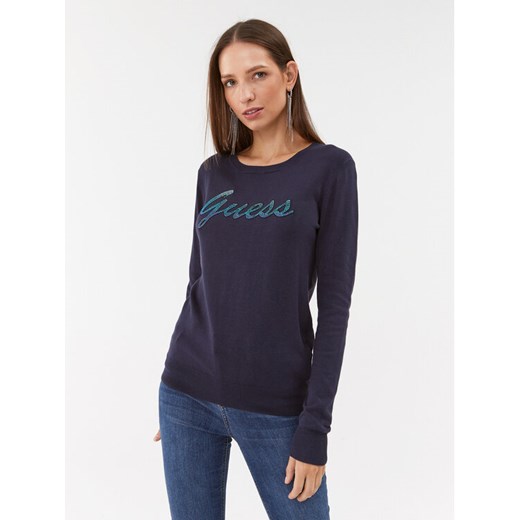 Guess Sweter W3BR22 Z2NQ2 Granatowy Slim Fit ze sklepu MODIVO w kategorii Swetry damskie - zdjęcie 182620336
