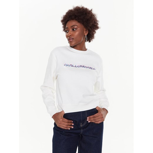 KARL LAGERFELD Bluza Future Logo 225W1804 Écru Regular Fit ze sklepu MODIVO w kategorii Bluzy damskie - zdjęcie 182620397
