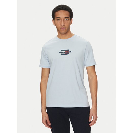 Tommy Hilfiger T-Shirt Flag Box MW0MW38636 Błękitny Regular Fit ze sklepu MODIVO w kategorii T-shirty męskie - zdjęcie 182620417
