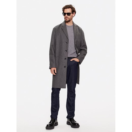 Calvin Klein Płaszcz wełniany K10K111745 Szary Regular Fit ze sklepu MODIVO w kategorii Płaszcze męskie - zdjęcie 182620539