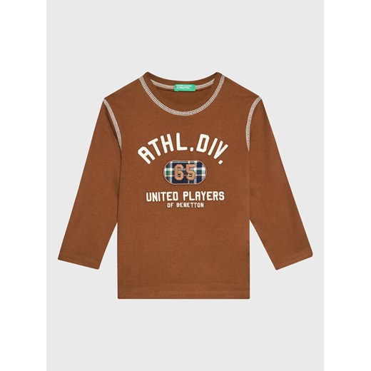 United Colors Of Benetton Bluzka 3VR5G106G Brązowy Regular Fit ze sklepu MODIVO w kategorii T-shirty chłopięce - zdjęcie 182620755