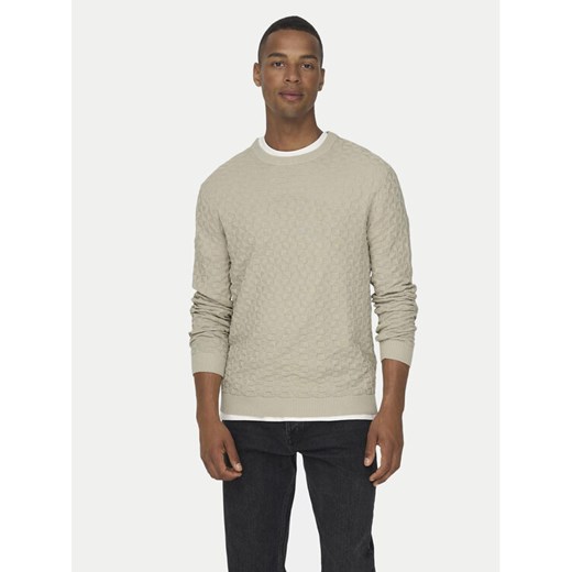 Only & Sons Sweter 22026559 Beżowy Regular Fit ze sklepu MODIVO w kategorii Swetry męskie - zdjęcie 182620775