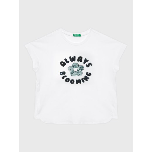 United Colors Of Benetton T-Shirt 3096C10AQ Biały Boxy Fit ze sklepu MODIVO w kategorii Bluzki dziewczęce - zdjęcie 182620786