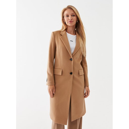 Boss Płaszcz wełniany Catara 50501019 Beżowy Slim Fit ze sklepu MODIVO w kategorii Płaszcze damskie - zdjęcie 182620788