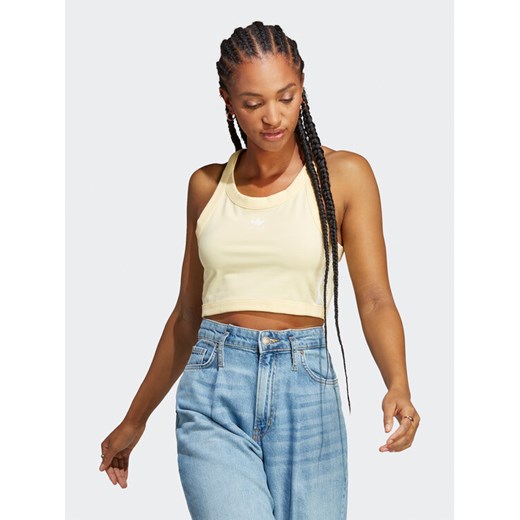 adidas Top Adicolor Classics 3-Stripes Short Tank Top IC6061 Żółty Slim Fit ze sklepu MODIVO w kategorii Bluzki damskie - zdjęcie 182620805