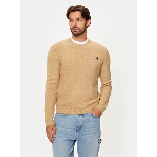 Tommy Jeans Sweter DM0DM19440 Beżowy Regular Fit ze sklepu MODIVO w kategorii Swetry męskie - zdjęcie 182620845