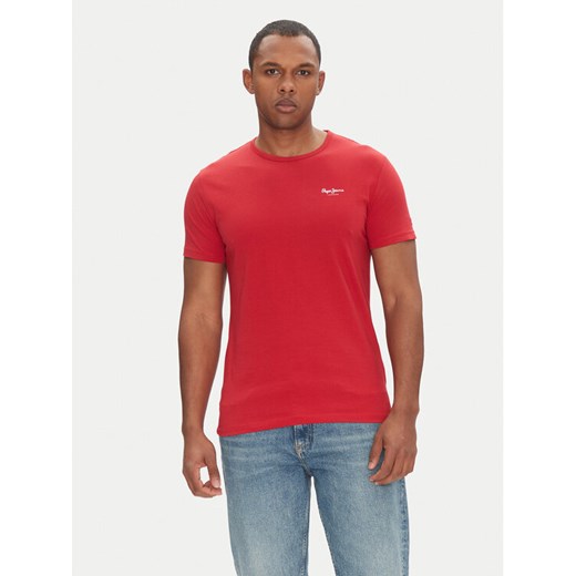 Pepe Jeans T-Shirt Original Basic PM508212 Czerwony Slim Fit ze sklepu MODIVO w kategorii T-shirty męskie - zdjęcie 182620937