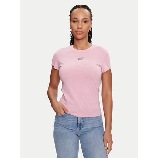 Tommy Jeans T-Shirt Essential DW0DW18397 Różowy Slim Fit Tommy Jeans XXS MODIVO