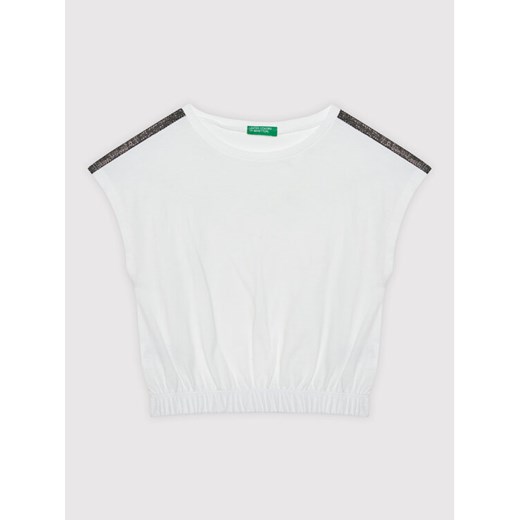 United Colors Of Benetton T-Shirt 3I1XC102T Biały Regular Fit ze sklepu MODIVO w kategorii Bluzki dziewczęce - zdjęcie 182621068