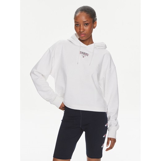 Tommy Jeans Bluza Essential Logo DW0DW17797 Biały Relaxed Fit ze sklepu MODIVO w kategorii Bluzy damskie - zdjęcie 182621076