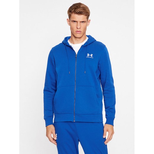 Under Armour Bluza Ua Essential Fleece Fz Hood 1373881 Niebieski Loose Fit ze sklepu MODIVO w kategorii Bluzy męskie - zdjęcie 182621168