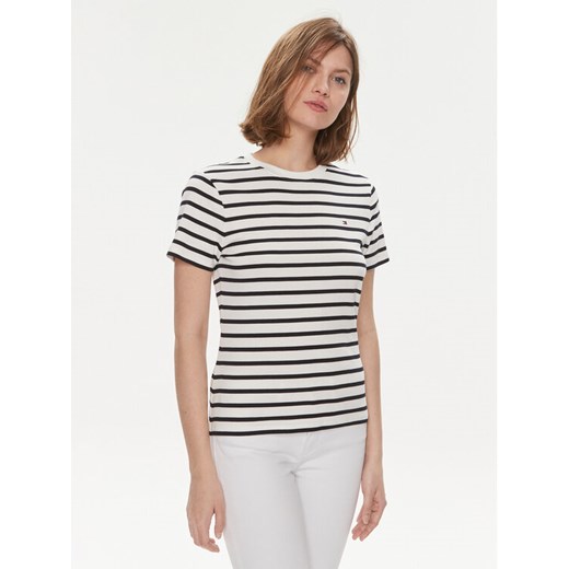 Tommy Hilfiger T-Shirt New Cody WW0WW40587 Écru Slim Fit ze sklepu MODIVO w kategorii Bluzki damskie - zdjęcie 182621307