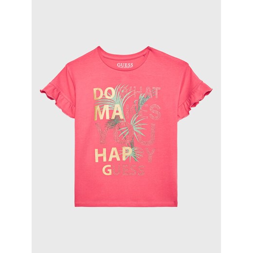 Guess T-Shirt J3GI03 K6YW1 Różowy Regular Fit ze sklepu MODIVO w kategorii Bluzki dziewczęce - zdjęcie 182621569