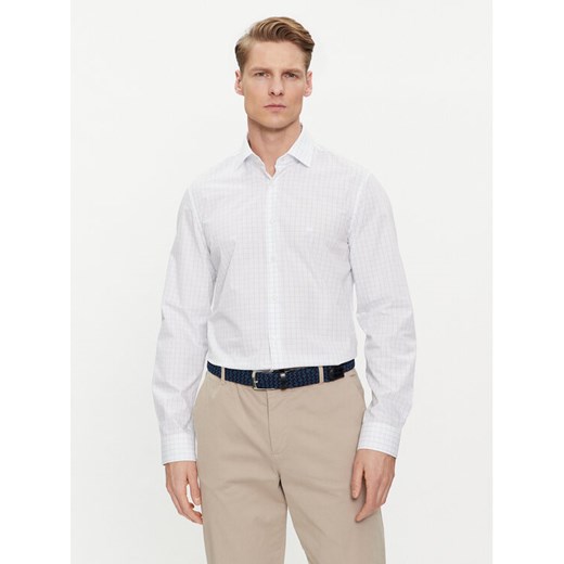 Calvin Klein Koszula K10K112303 Biały Fitted Fit ze sklepu MODIVO w kategorii Koszule męskie - zdjęcie 182621625