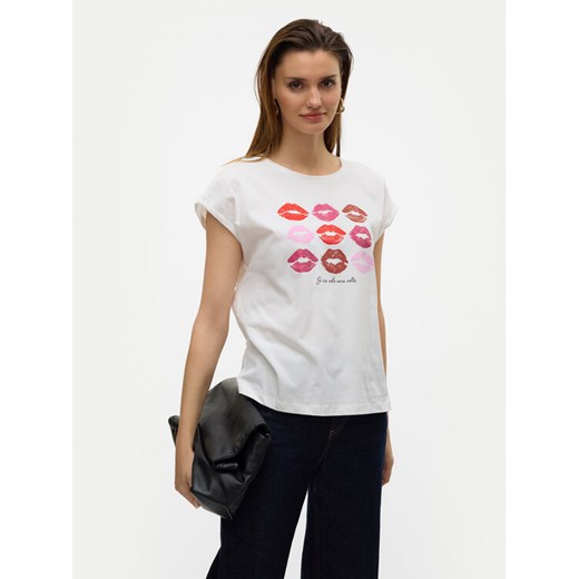 Vero Moda T-Shirt Cysma 10328272 Biały Regular Fit ze sklepu MODIVO w kategorii Bluzki damskie - zdjęcie 182621715