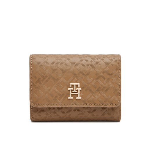 Tommy Hilfiger Duży Portfel Damski Th Distinct Trifold Wallet Mono AW0AW17257 Brązowy ze sklepu MODIVO w kategorii Portfele damskie - zdjęcie 182621857