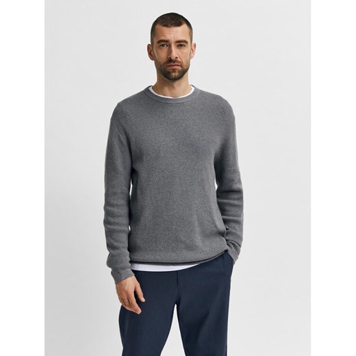 Selected Homme Sweter Rocks 16079776 Szary Regular Fit ze sklepu MODIVO w kategorii Swetry męskie - zdjęcie 182621878