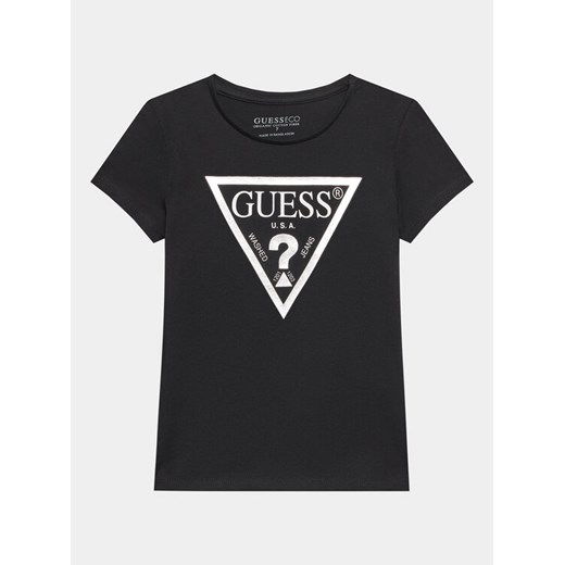 Guess T-Shirt J73I56 K8HM0 Czarny Regular Fit ze sklepu MODIVO w kategorii Bluzki dziewczęce - zdjęcie 182621919