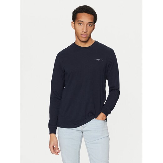 Tommy Jeans Longsleeve Linear DM0DM21138 Granatowy Slim Fit ze sklepu MODIVO w kategorii T-shirty męskie - zdjęcie 182622035