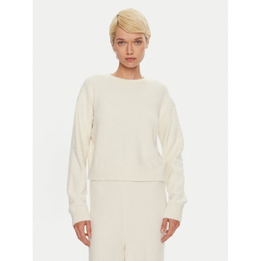 Calvin Klein Underwear Sweter 000QS7341E Écru Regular Fit ze sklepu MODIVO w kategorii Swetry damskie - zdjęcie 182622266