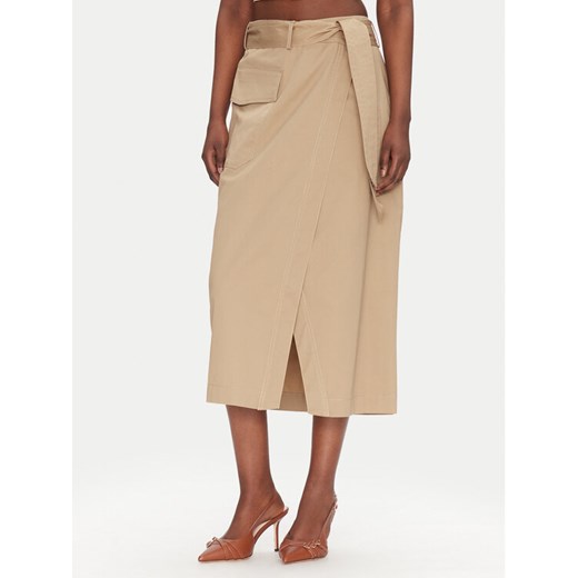 ACCESS FASHION Spódnica midi 53-6037-502 Beżowy Regular Fit ze sklepu MODIVO w kategorii Spódnice - zdjęcie 182622356