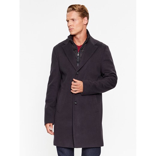 Boss Płaszcz wełniany H-Hyde-Bib-234 50502250 Granatowy Slim Fit ze sklepu MODIVO w kategorii Płaszcze męskie - zdjęcie 182622735
