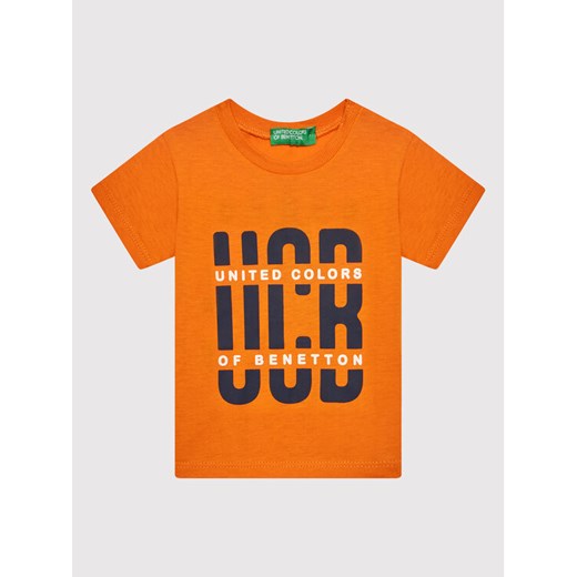 United Colors Of Benetton T-Shirt 3I1XG100G Pomarańczowy Regular Fit ze sklepu MODIVO w kategorii Koszulki niemowlęce - zdjęcie 182623076