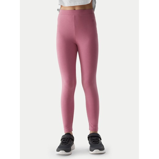 4F Legginsy 4FJWSS24TTIGF130 Różowy Slim Fit ze sklepu MODIVO w kategorii Spodnie dziewczęce - zdjęcie 182623338