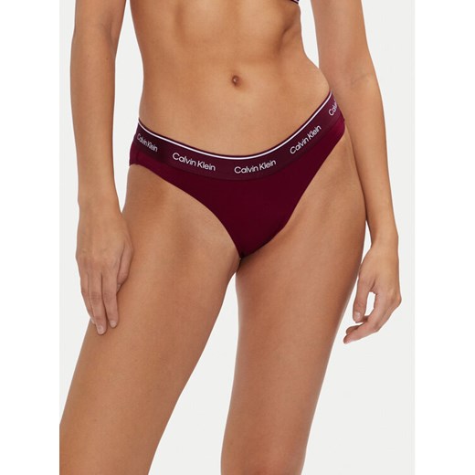 Calvin Klein Swimwear Dół od bikini KW0KW02428 Bordowy ze sklepu MODIVO w kategorii Stroje kąpielowe - zdjęcie 182623686