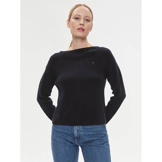 Tommy Hilfiger Sweter WW0WW40345 Granatowy Relaxed Fit ze sklepu MODIVO w kategorii Swetry damskie - zdjęcie 182623796
