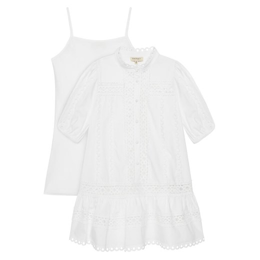 TWINSET Sukienka letnia 251GJ2410 Biały Regular Fit ze sklepu MODIVO w kategorii Sukienki dziewczęce - zdjęcie 182623928