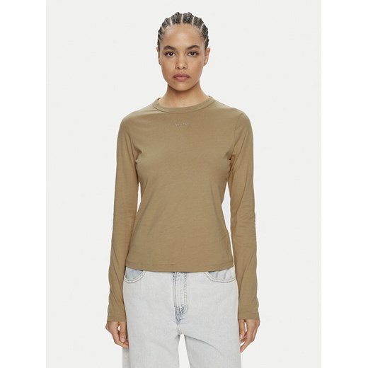 Calvin Klein Bluzka Nano Logo K20K207572 Beżowy Regular Fit ze sklepu MODIVO w kategorii Bluzki damskie - zdjęcie 182623978