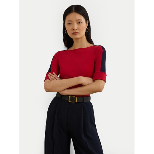 LAUREN RALPH LAUREN Bluzka 200957589002 Czerwony Slim Fit ze sklepu MODIVO w kategorii Bluzki damskie - zdjęcie 182624385